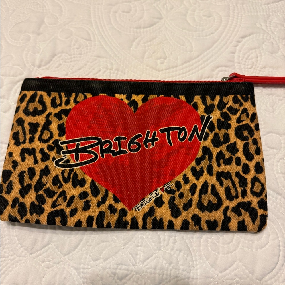 Brighton Leopard Print Red Heart Pouch for jewelry or Cosmetics or Other. NWOT
